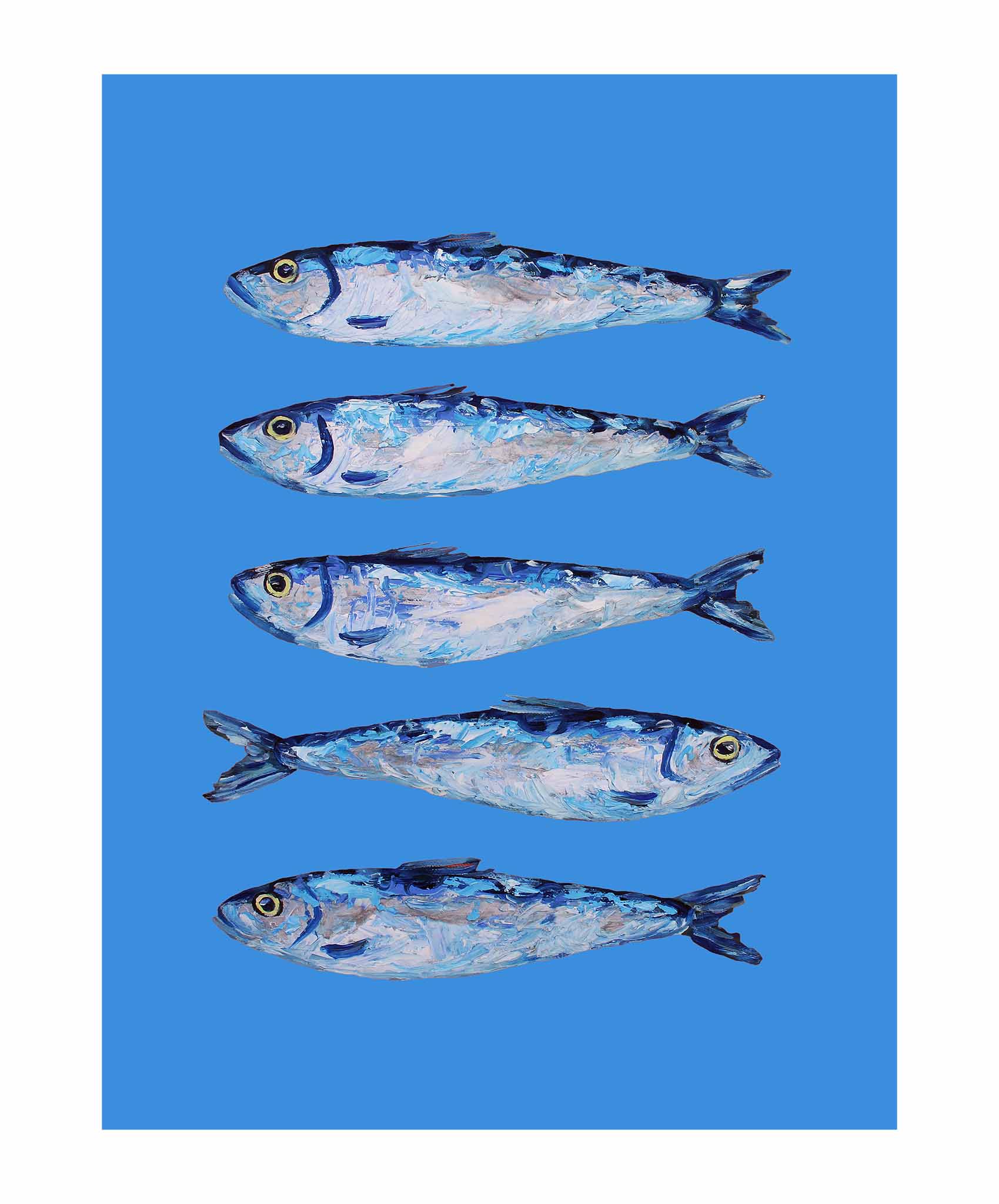 Sardines on Blue Art Print