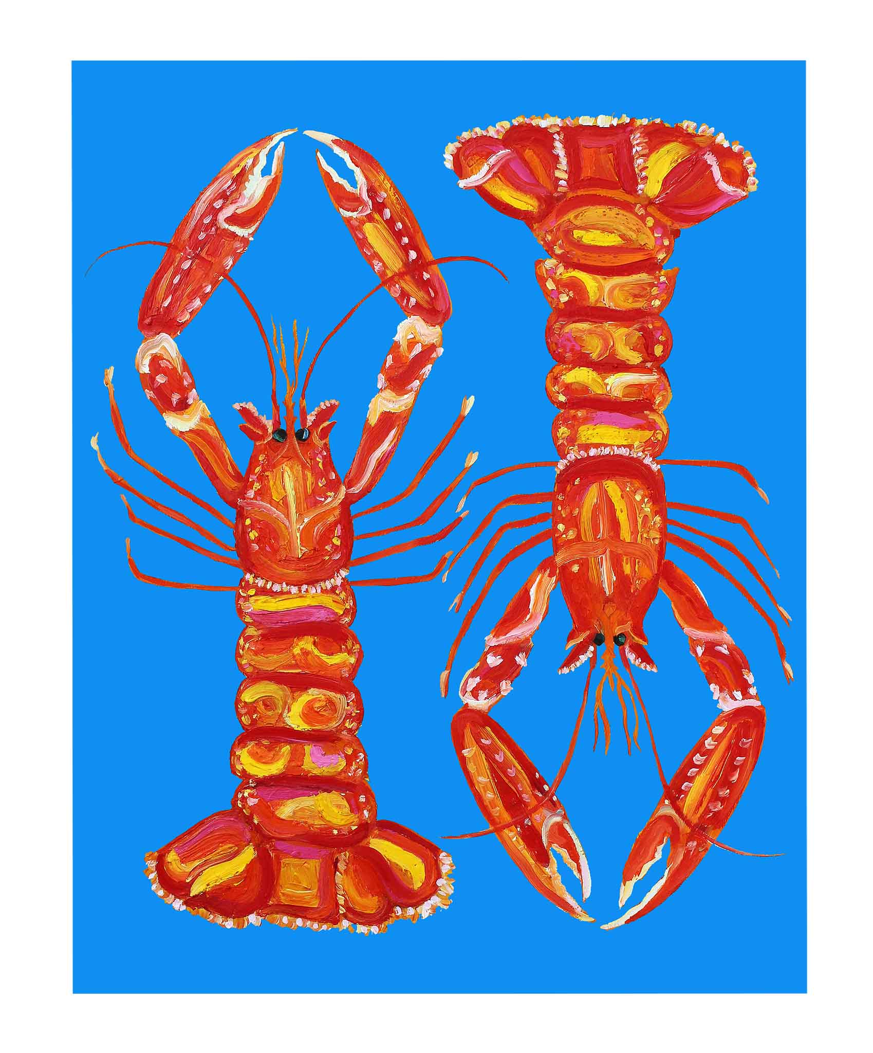 Langoustines on Blue Art Print