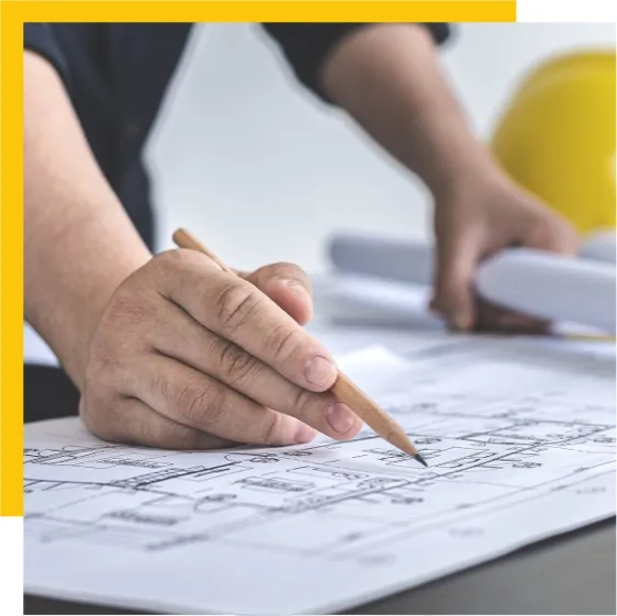 contractor examining blueprints