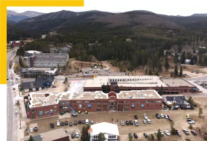 aerial view of commercial spray foam roof