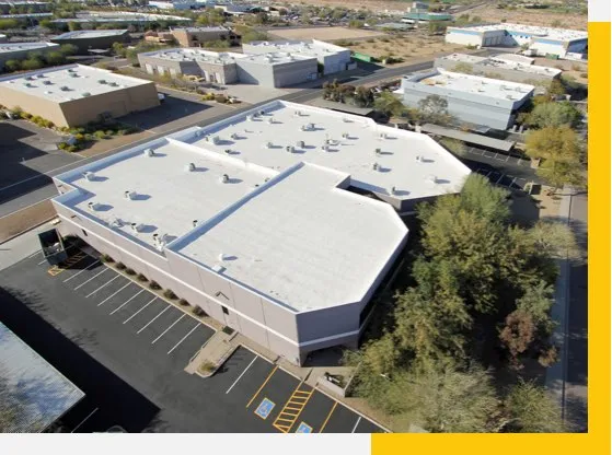 aerial view of commercial spray foam roof
