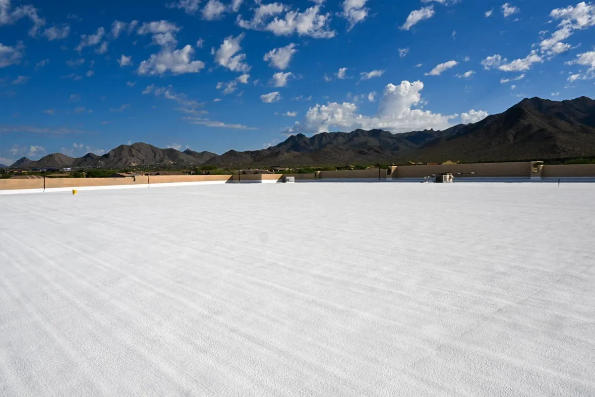 white roof coating near mountains