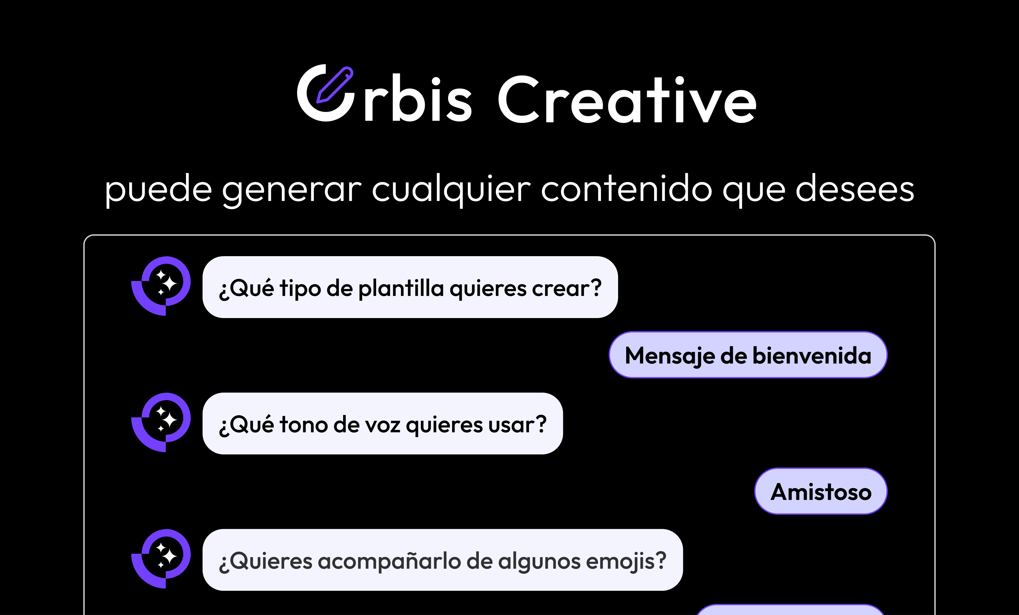 Orbis creative generates any content of excellent quality in an instant.