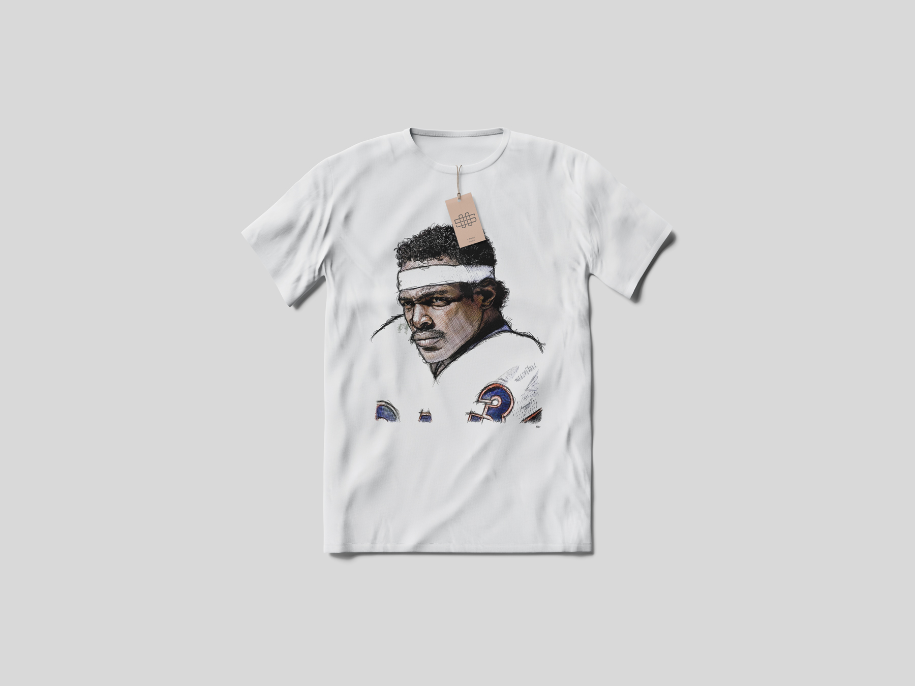Walter Payton illustrated T-shirt mockup