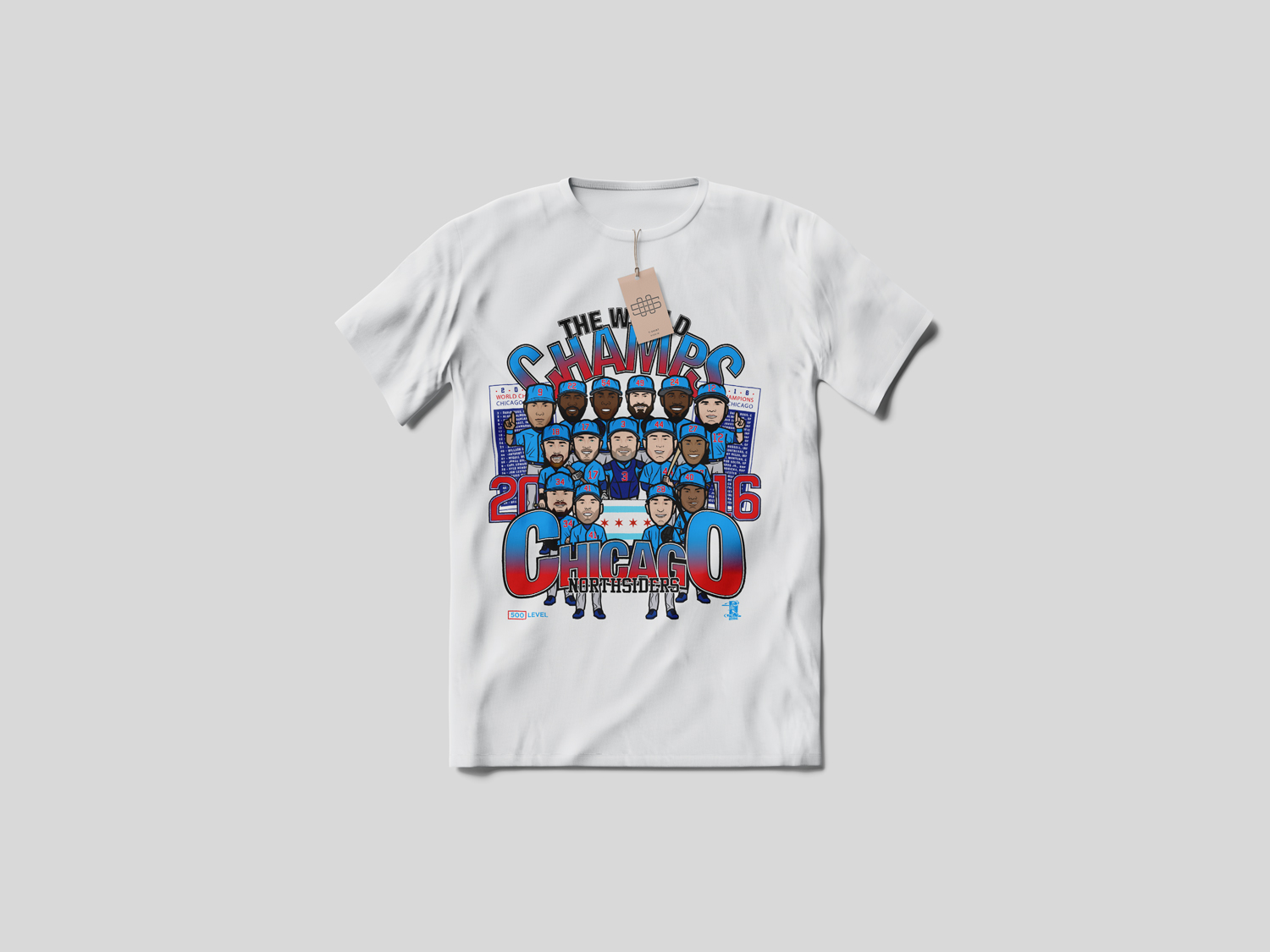 Chicago Cubs champions illustrated T-shirt mockup
