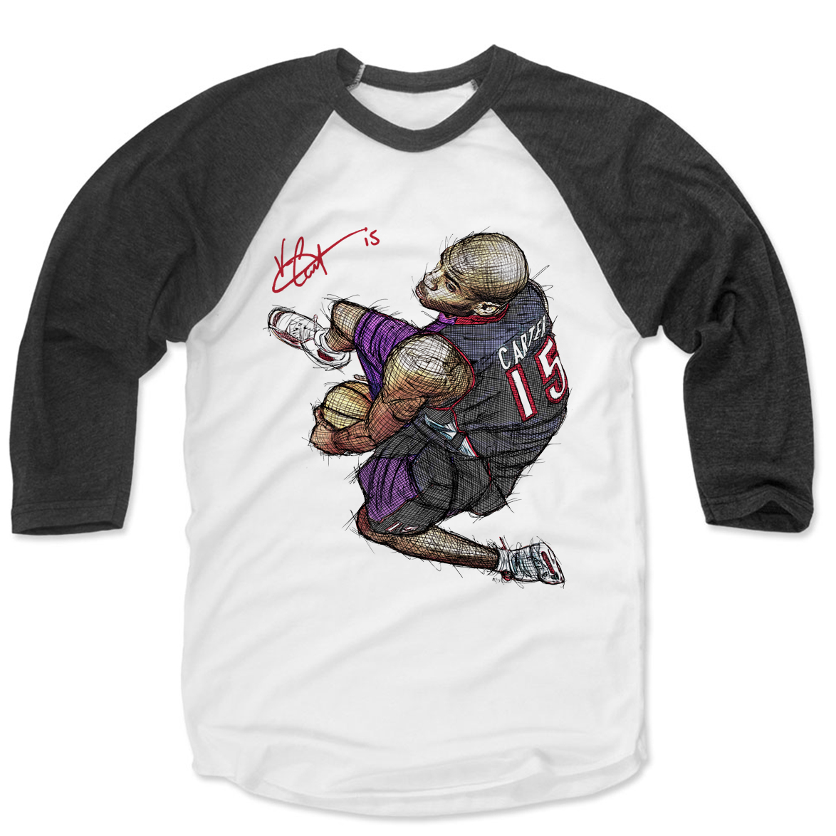 Vince Carter illustrated baseball tee