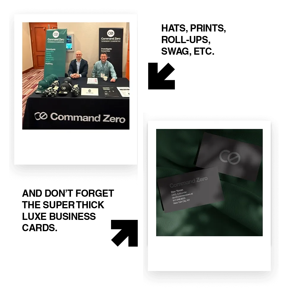 Command Zero booth at the Deutsche Bank office in Germany and award-winning black business cards