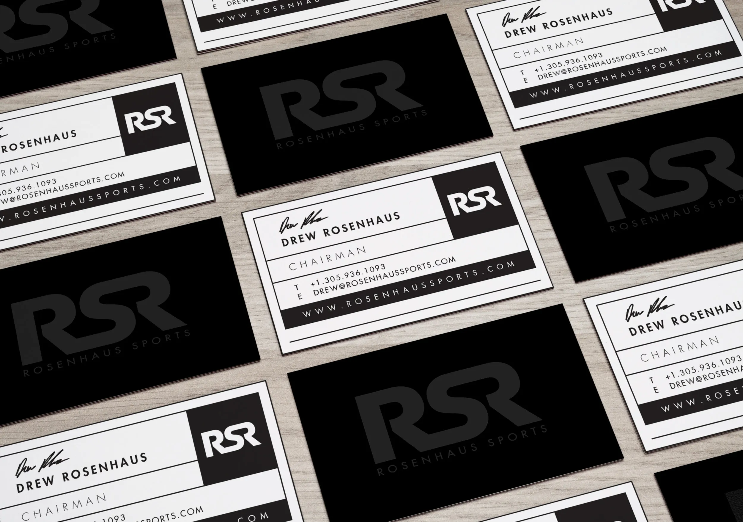 Black RSR business cards for Drew Rosenhaus, Rosenhaus Sports