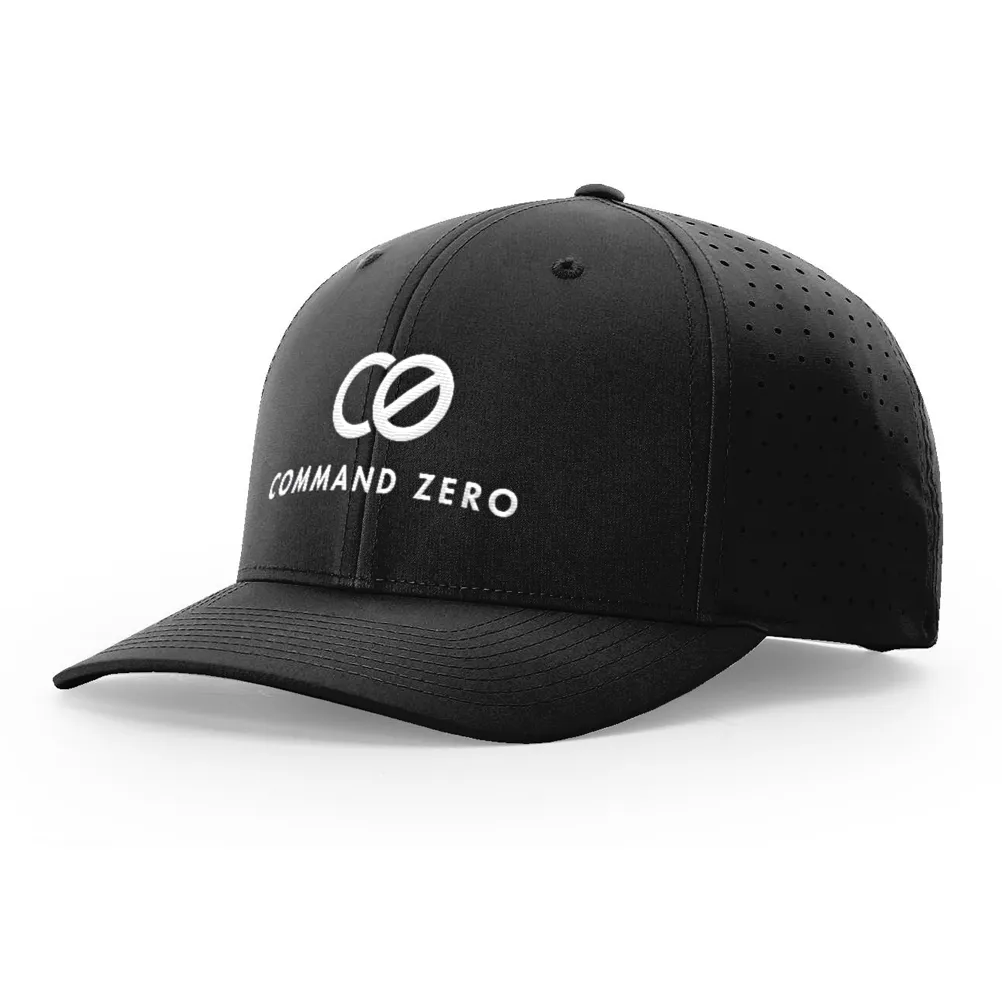 Black Richardson 632 hat with laser-etched Command Zero logo