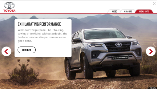 Highlighted Fortuner Features with an Interactive Gallery