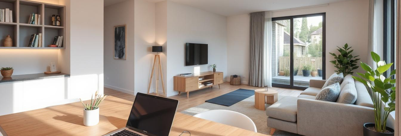 Modern Australian living room designed as a multi-functional space with modular furniture, smart storage, and defined zones.