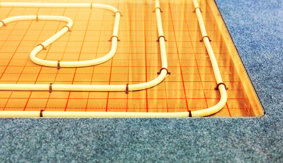 wet underfloor heating laid