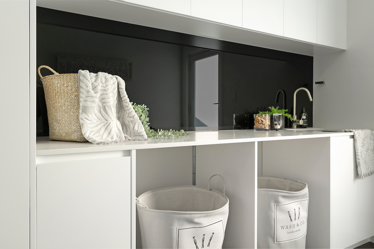 Grey laundry room