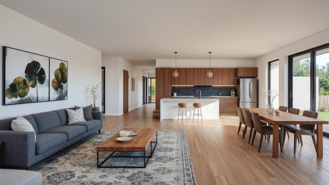 Modern kitchen renovation in a New Zealand home showing new benchtop and updated cabinetry