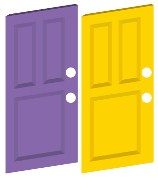Illustration of door with holes drilled out for the new locks.