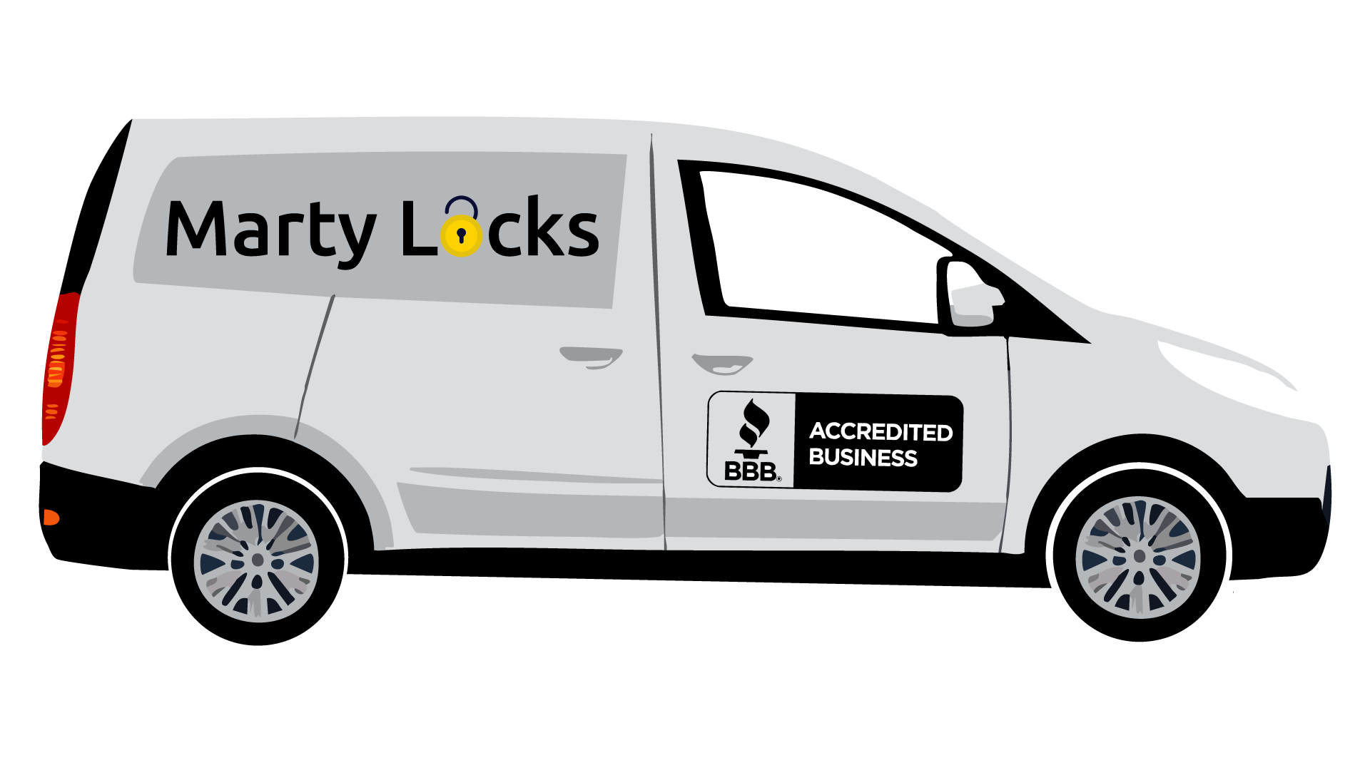 Marty Locks Locksmith Van Illustration.