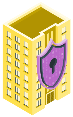 Illustration of secured commercial building.