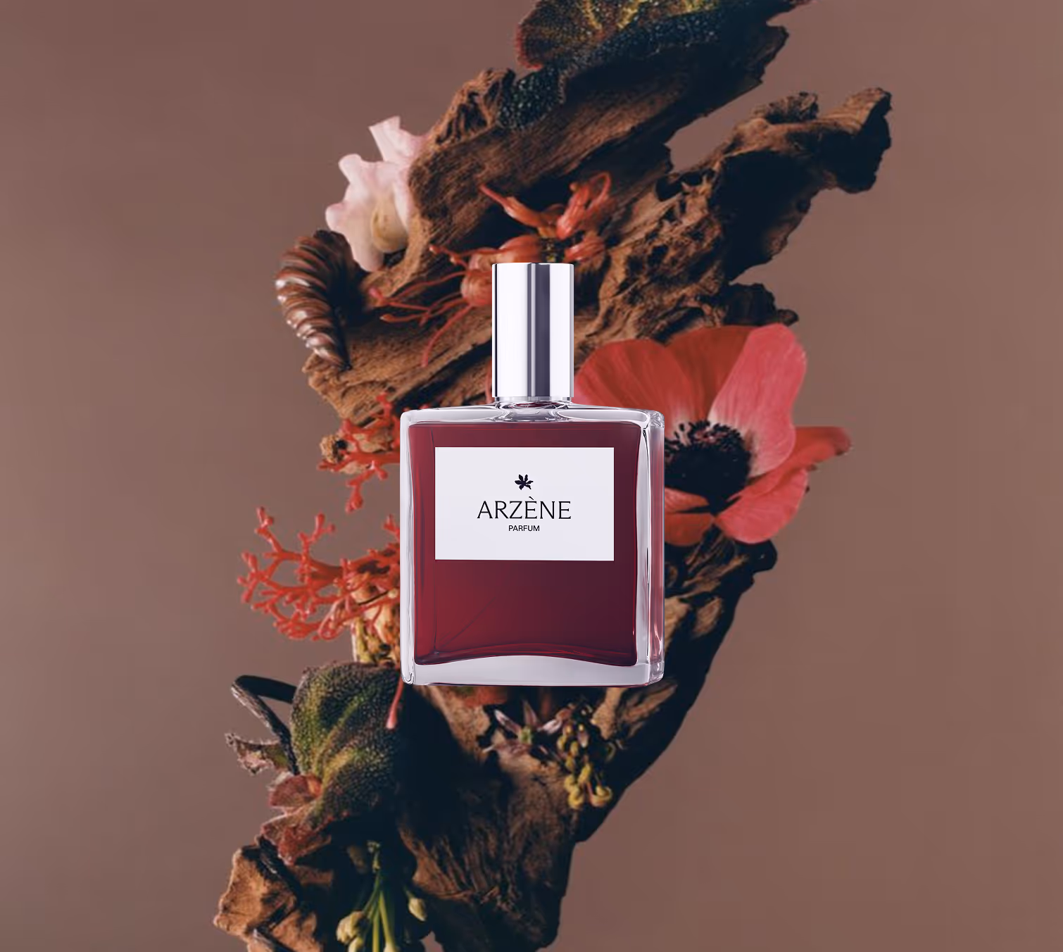 photo mockup bouteille de parfum identité visuelle arzène