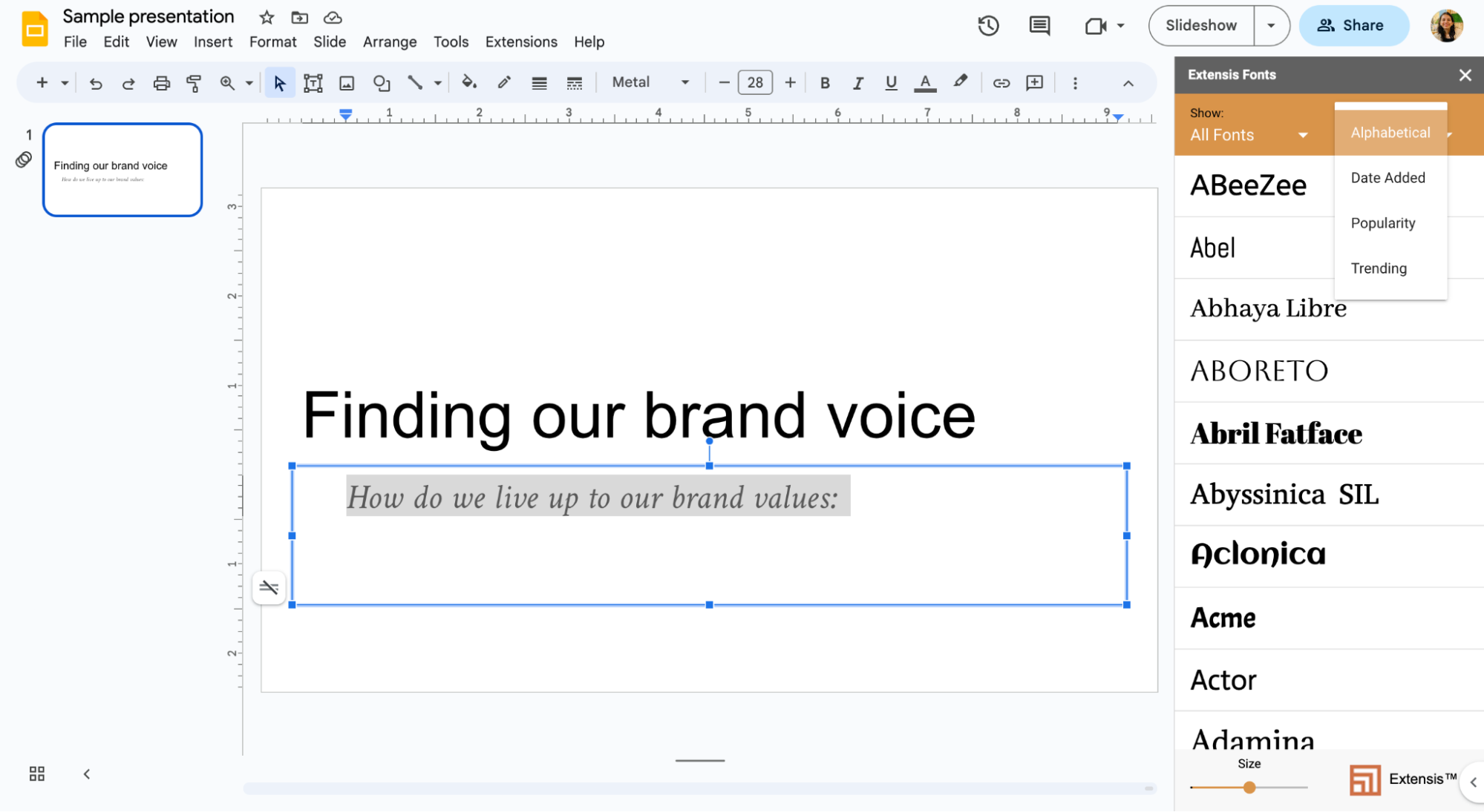 google slides presentation extension