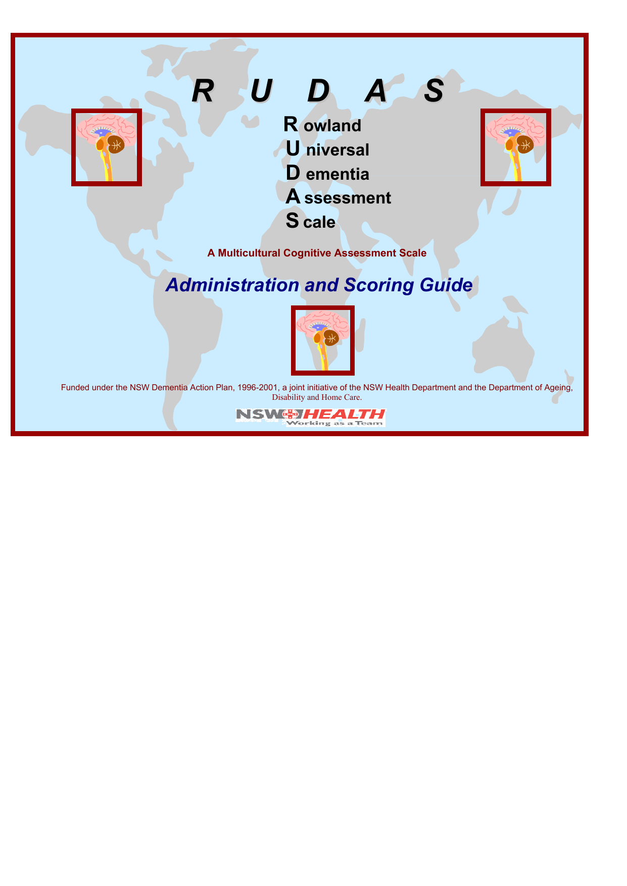 Rowland Universal Dementia Assessment Scale (RUDAS) cognitive assessment PDF form