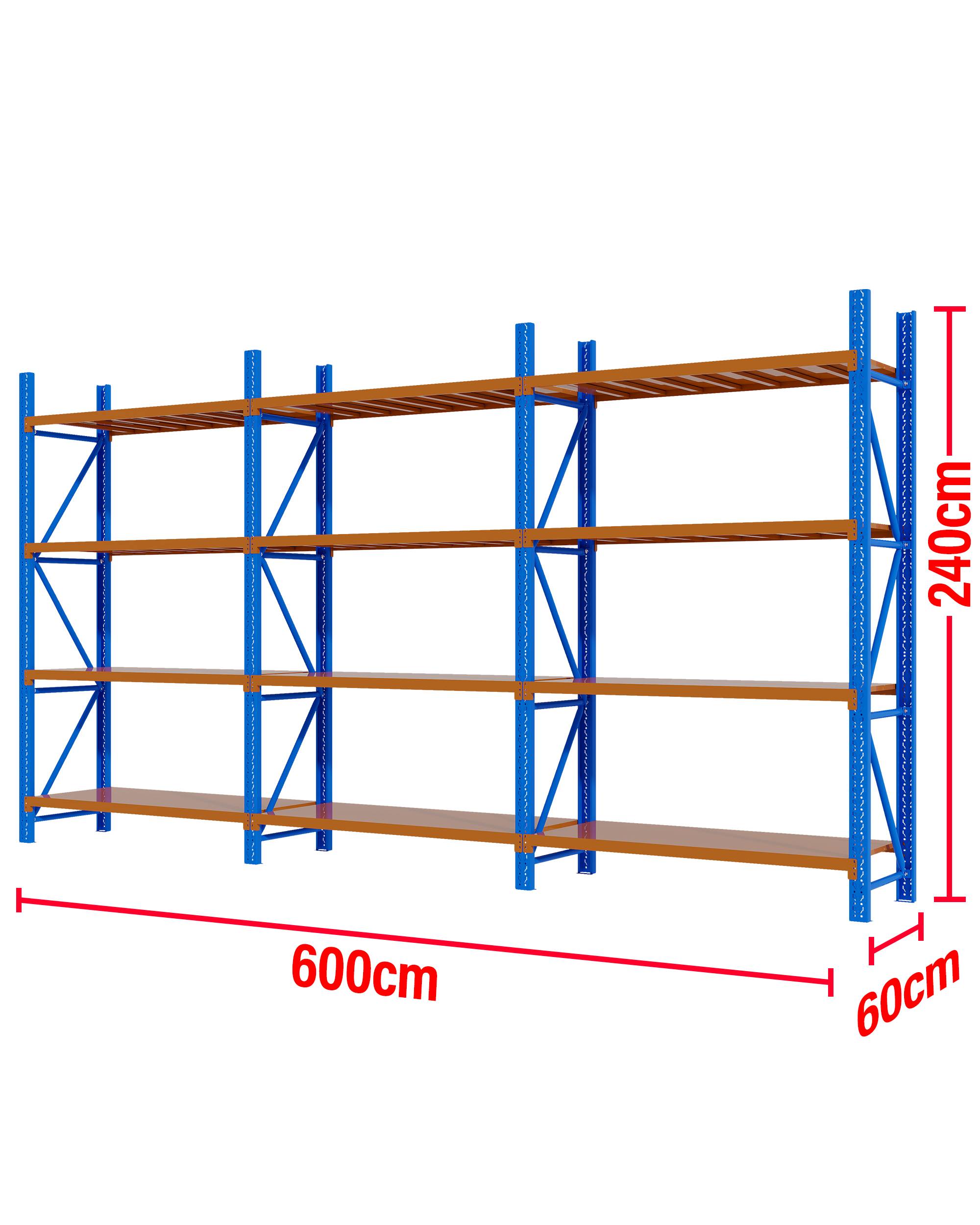 6M(L) x 2.4M(H) x 0.6M(D) Shelves Racking Metal Steel Blue & Orange 6024BO