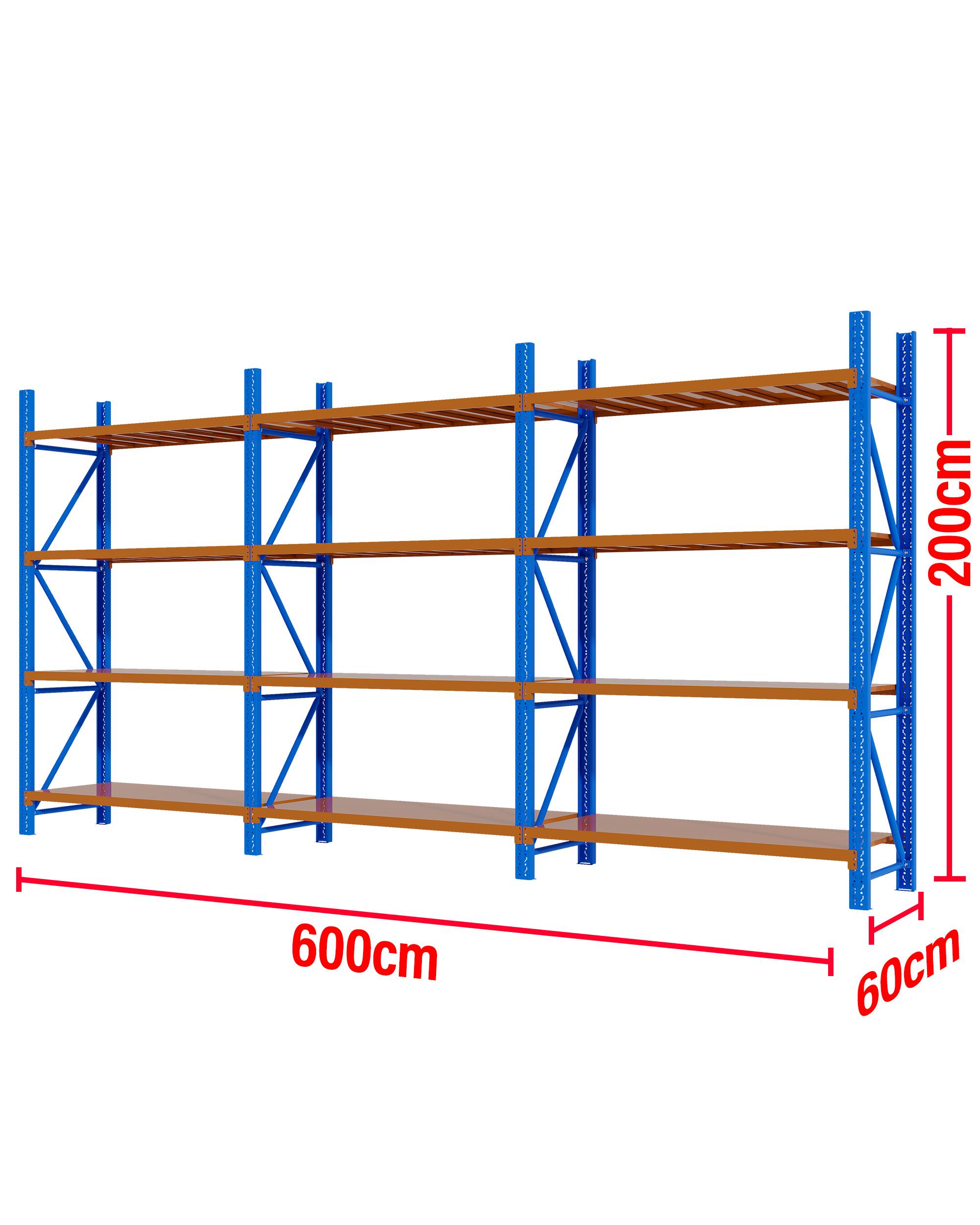 6M(L) x 2M(H) x 0.6M(D) Shelves Racking Metal Steel Blue & Orange 6020BO