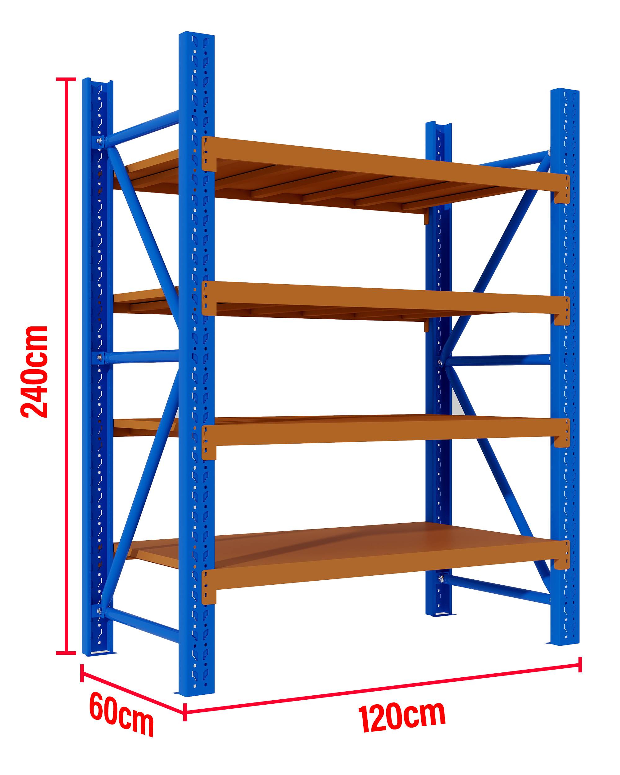 1.2M(L) x 2.4M(H) x 0.6M(D) Shelves Racking Metal Steel Blue & Orange 1224BO