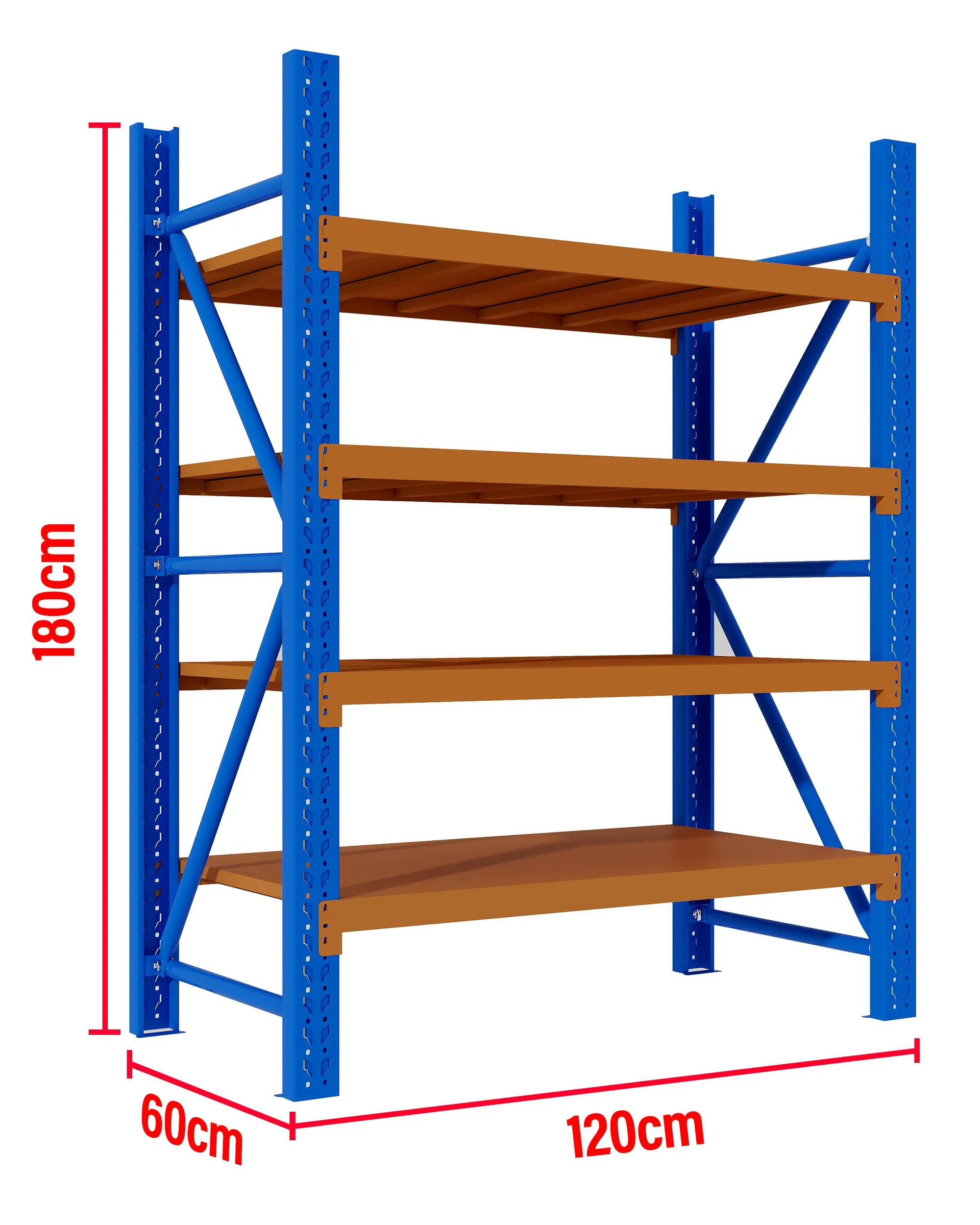 1.2M(L) x 1.8M(H) x 0.6M(D) Shelves Racking Metal Steel Blue & Orange 1218BO