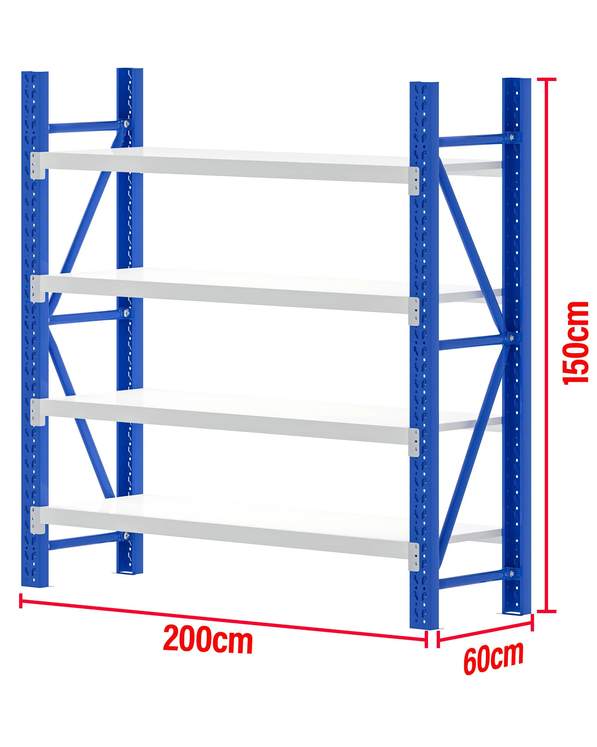 2M(L) x 1.5M(H) x 0.6M(D) Shelves Racking Metal Steel Blue & White 2015BG