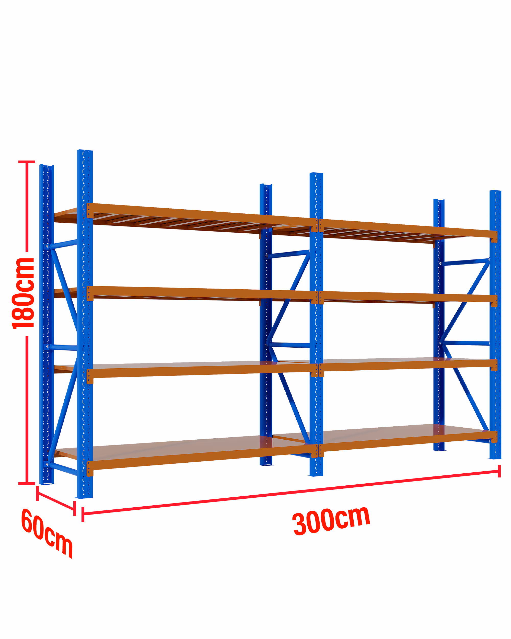 3M(L) x 1.8M(H) x 0.6M(D) Shelves Racking Metal Steel Blue & Orange 3018BO