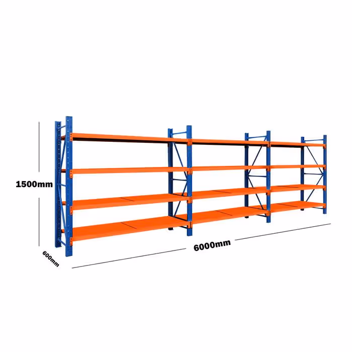 6M(L) x 1.5M(H) x 0.6M(D) Shelves Racking Metal Steel Blue & Orange 6015BO