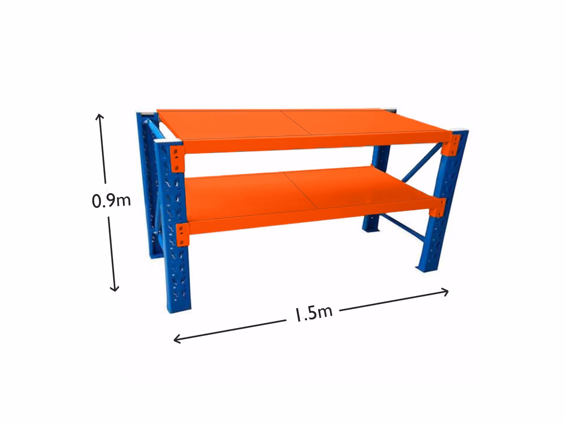 1.5M HEAVY DUTY METAL 2 TIER WORKBENCH UNIT BLUE & ORANGE 6915BO