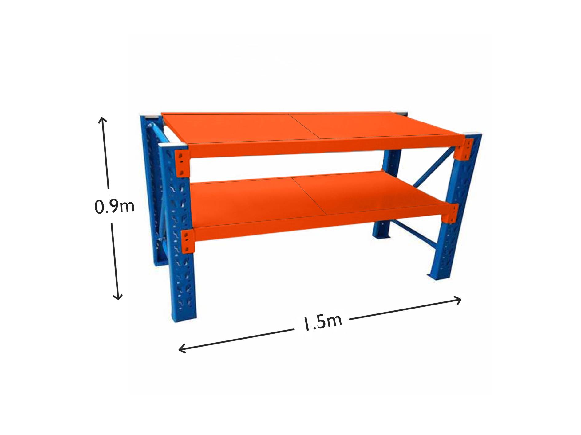 1.5M HEAVY DUTY METAL 2 TIER WORKBENCH UNIT BLUE & ORANGE 6915BO