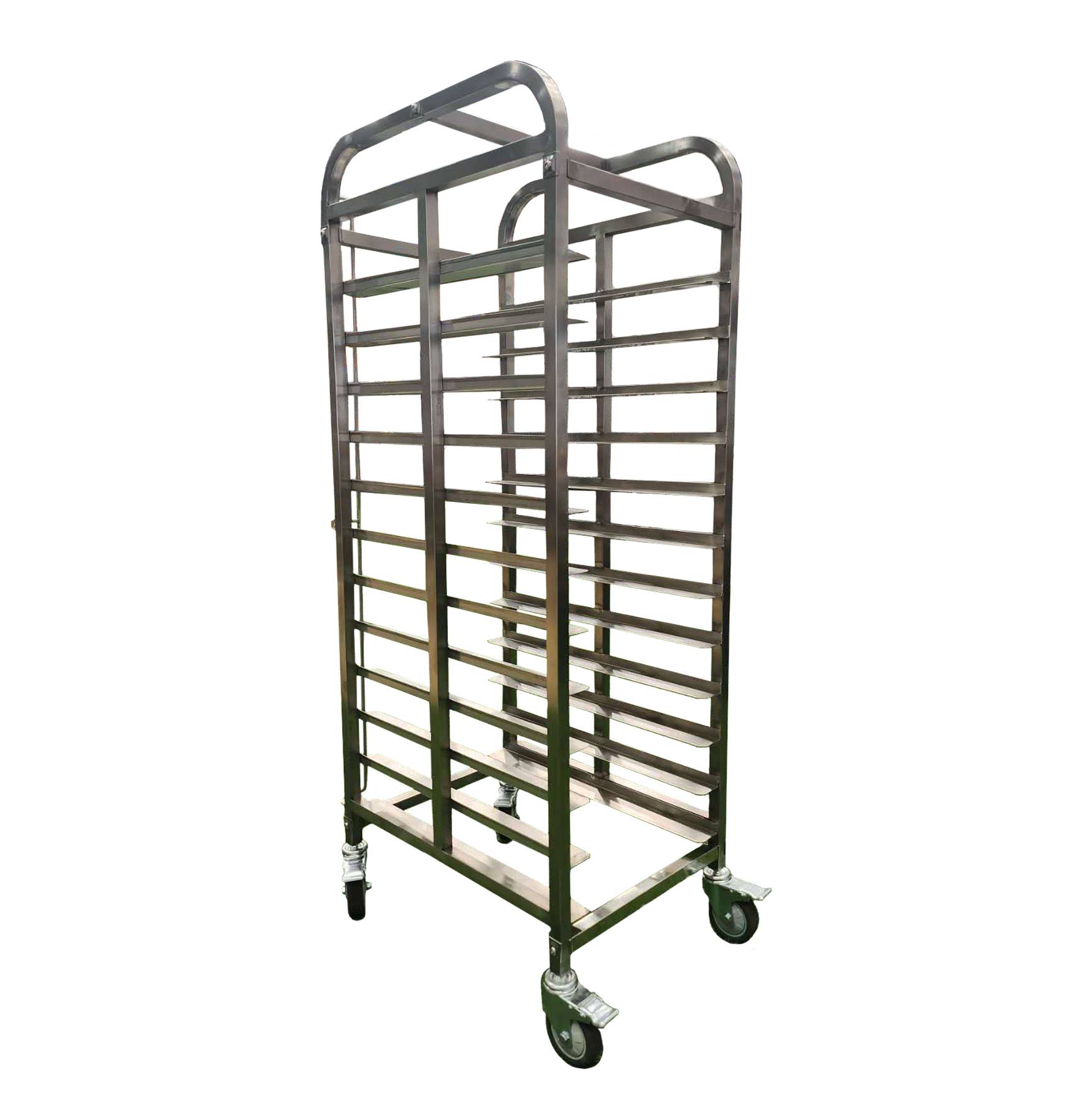 12 Layer Tray Rack Stainless Steel Trolley With Foot Brakes