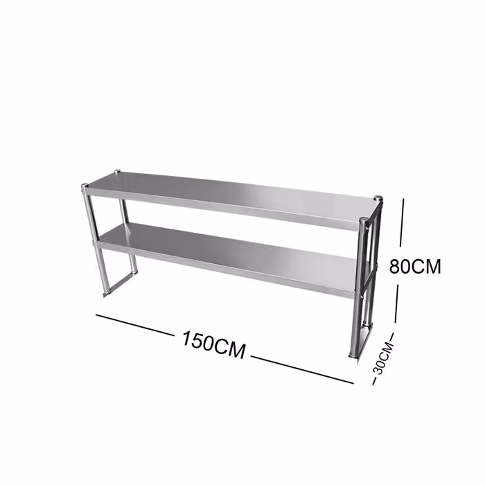 150cm Stainless Steel Metal 2 Tier Workbench Extension Kitchen Bench Storage