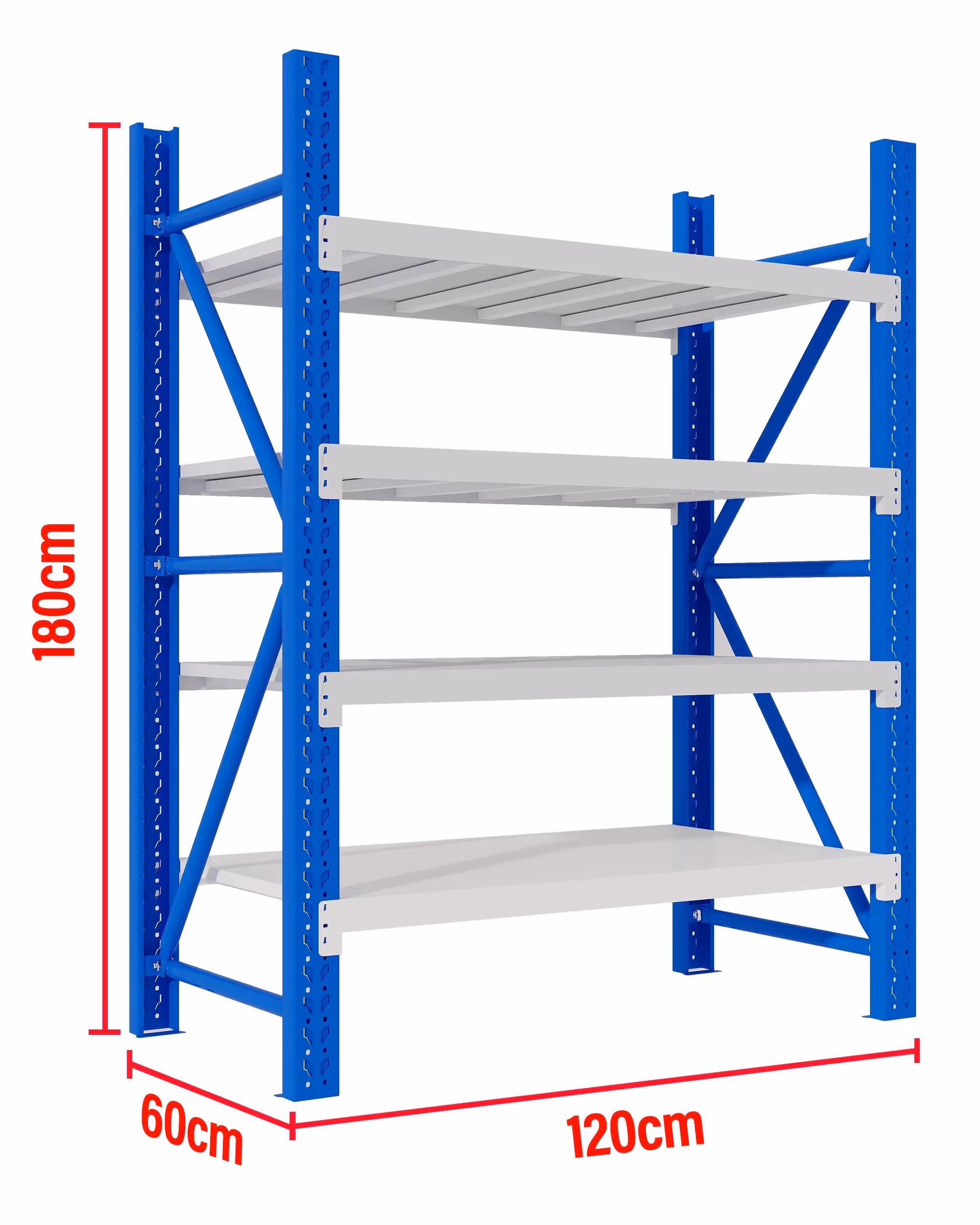 1.2M(L) x 1.8M(H) x 0.6M(D) Shelves Racking Metal Steel Blue & White 1218BG
