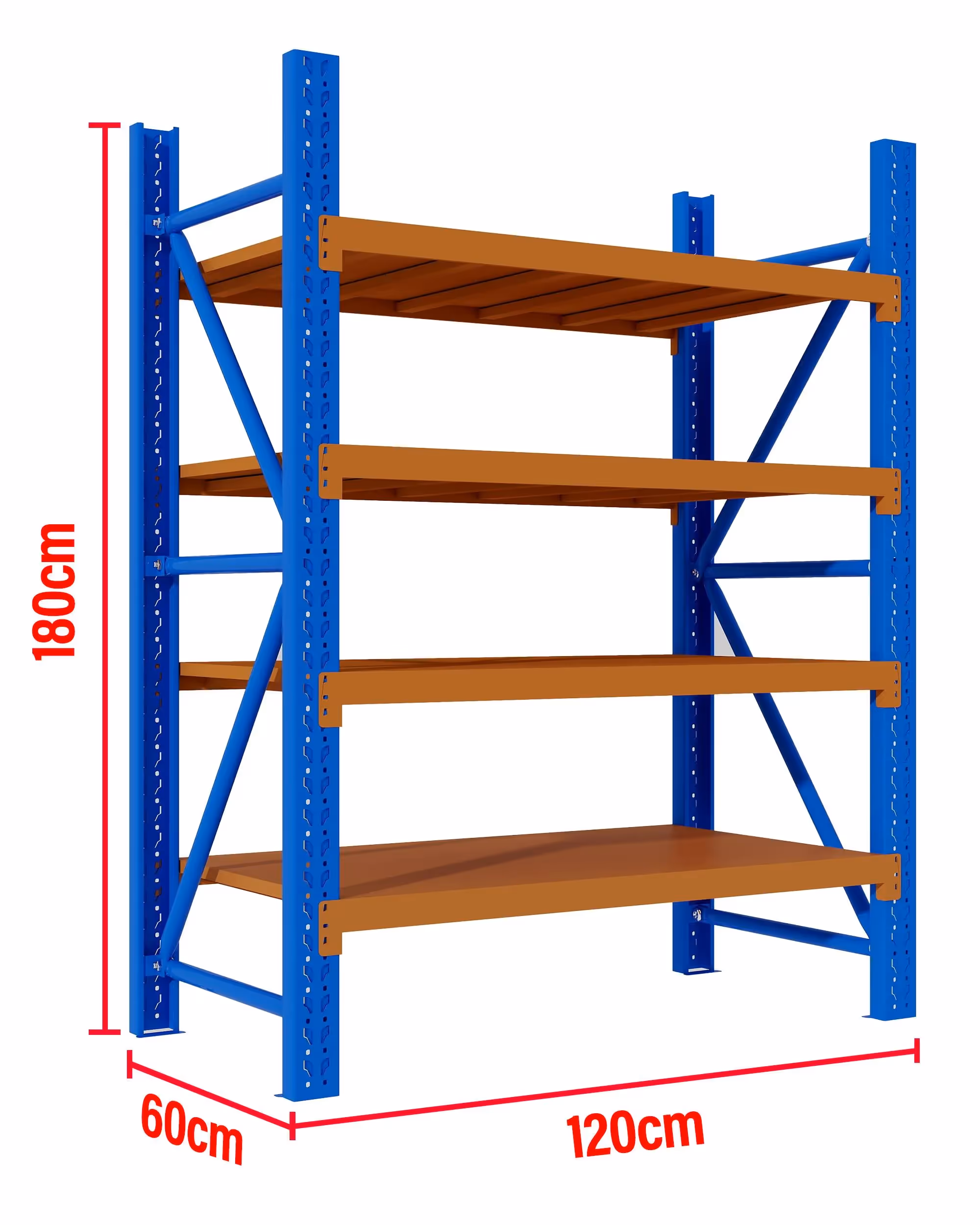 1.2M(L) x 1.8M(H) x 0.6M(D) Shelves Racking Metal Steel Blue & Orange 1218BO