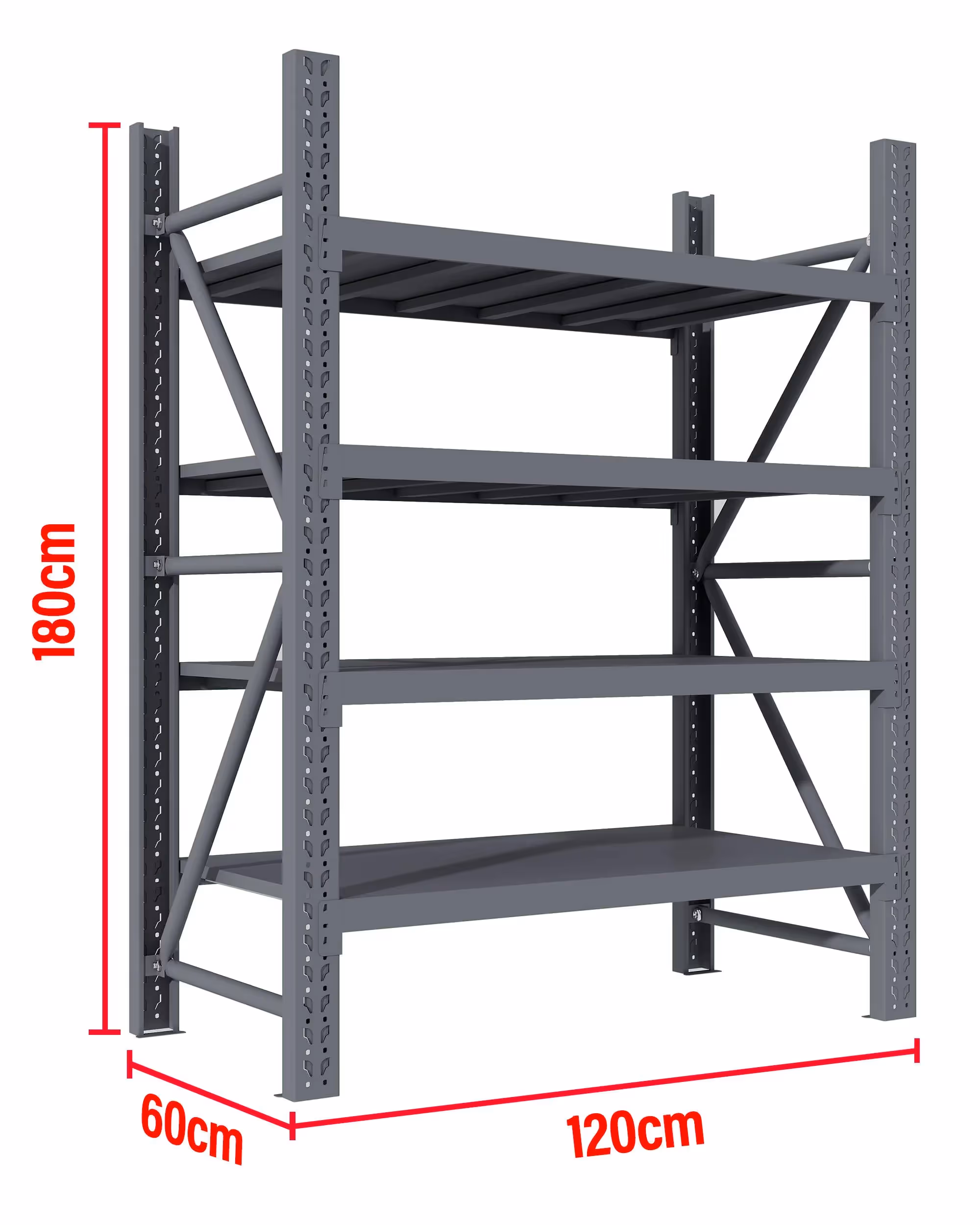 1.2M(L) x 1.8M(H) x 0.6M(D) Shelves Racking Metal Steel Charcoal 1218C