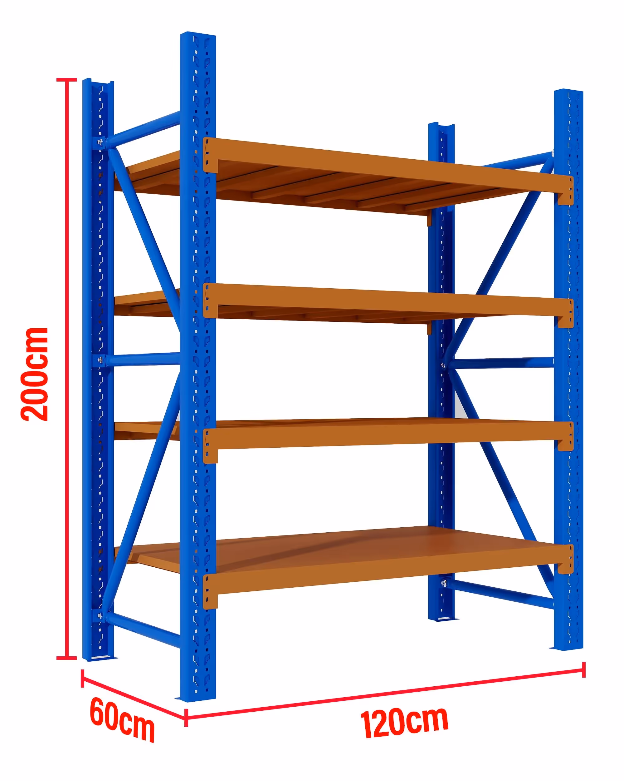 1.2M(L) x 2M(H) x 0.6M(D) Shelves Racking Metal Steel Blue & Orange 1220BO