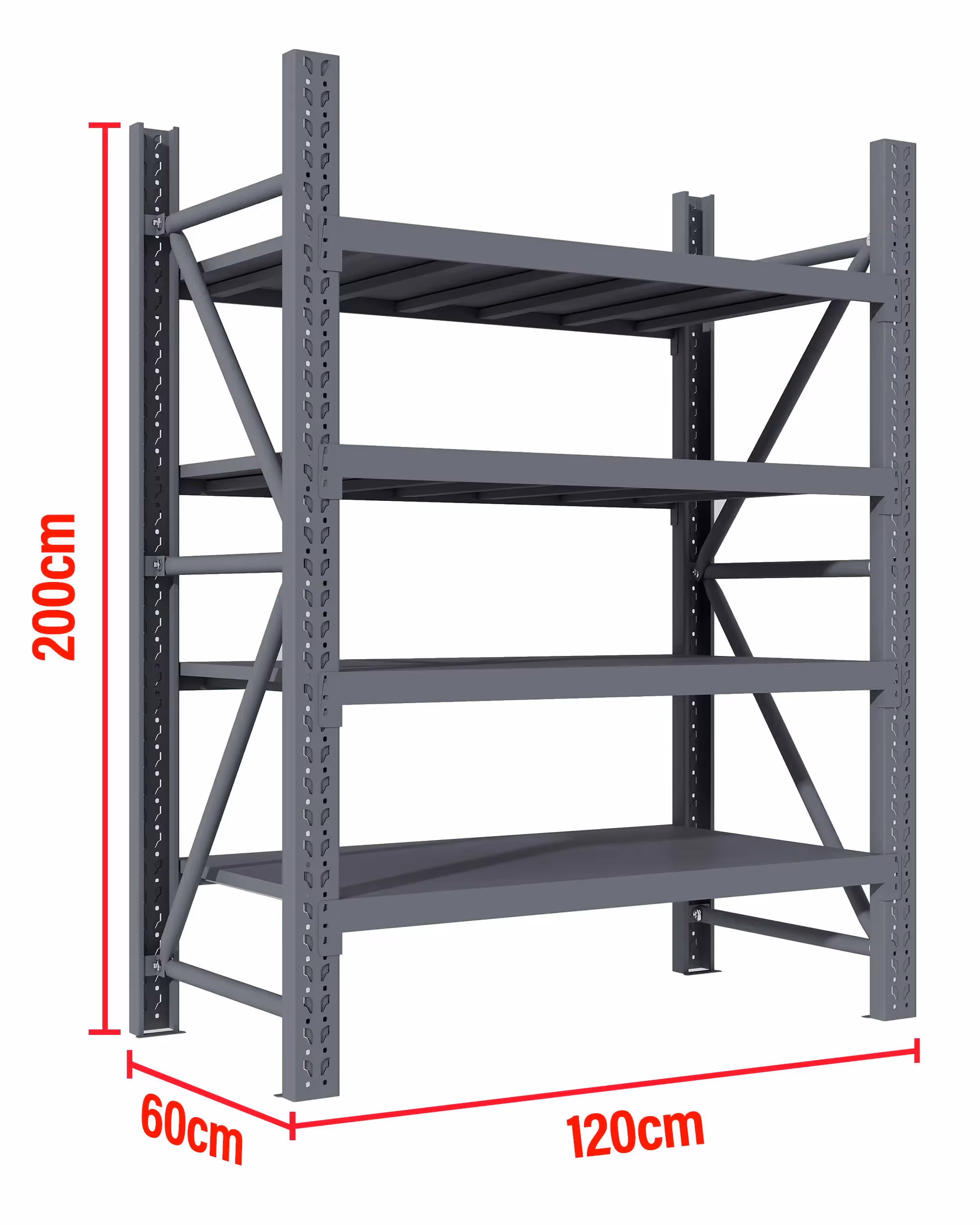 1.2M(L) x 2M(H) x 0.6M(D) Shelves Racking Metal Steel Charcoal 1220C