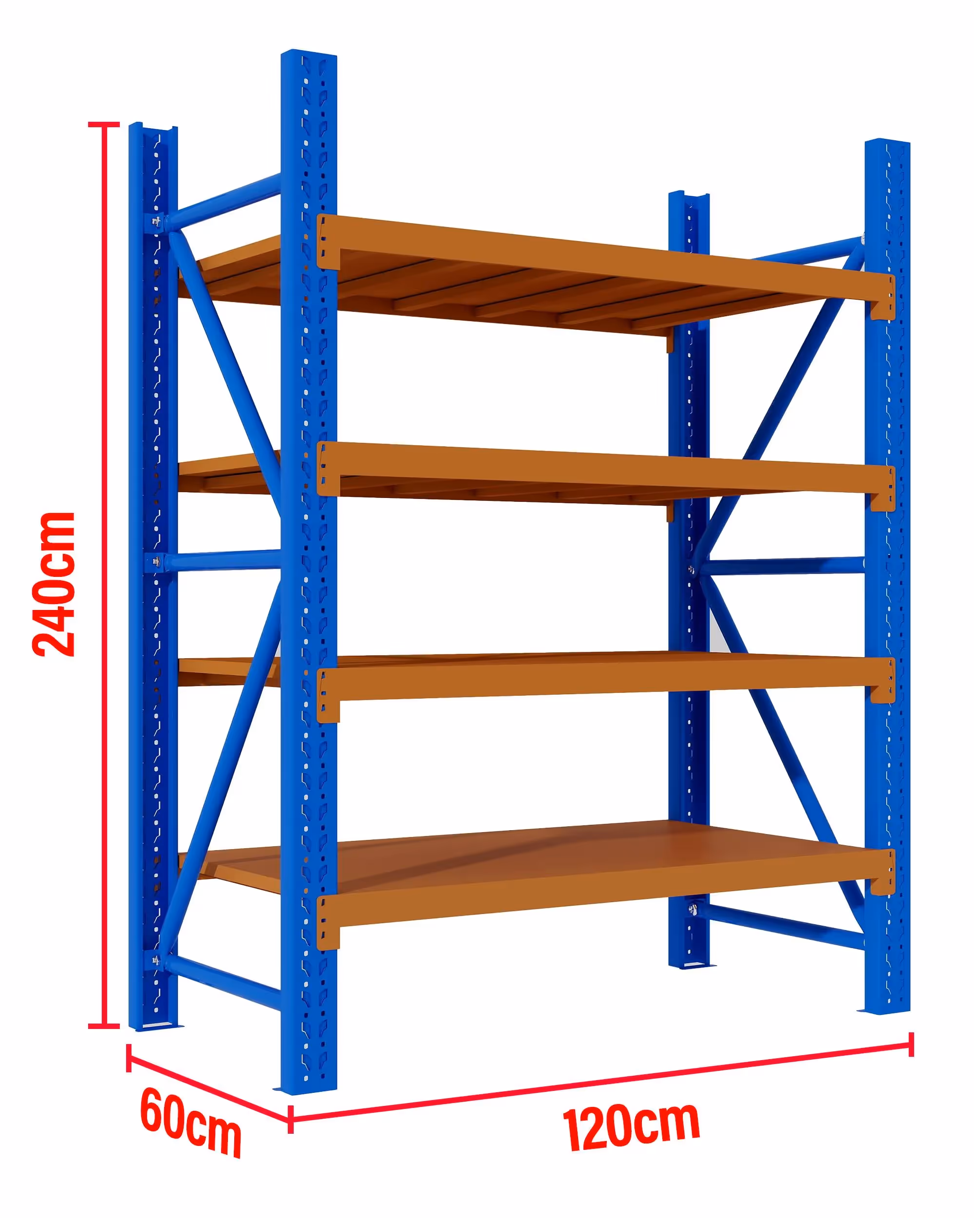 1.2M(L) x 2.4M(H) x 0.6M(D) Shelves Racking Metal Steel Blue & Orange 1224BO