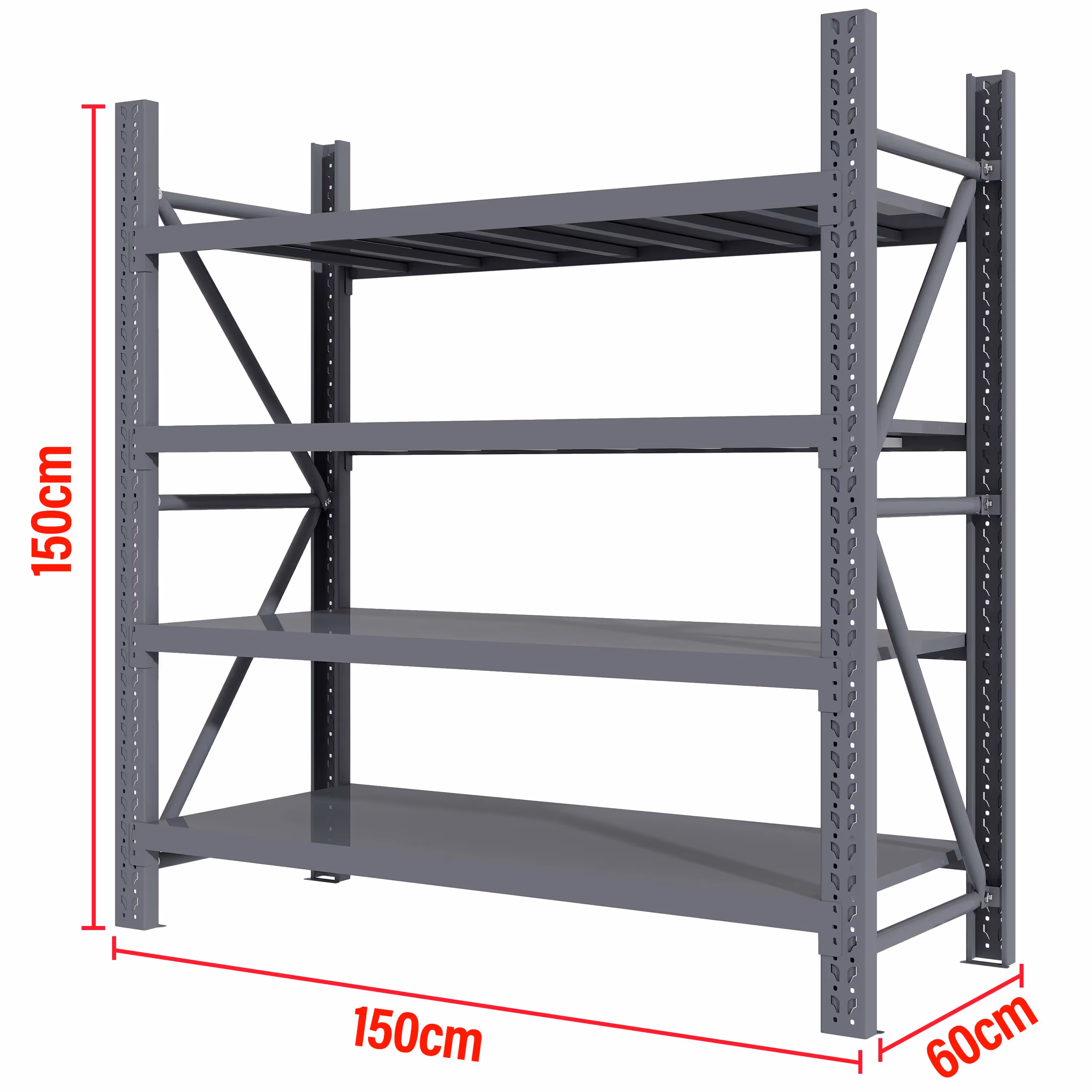 1.5M(L) x 1.5M(H) x 0.6M(D) Shelves Racking Metal Steel Charcoal 1515C