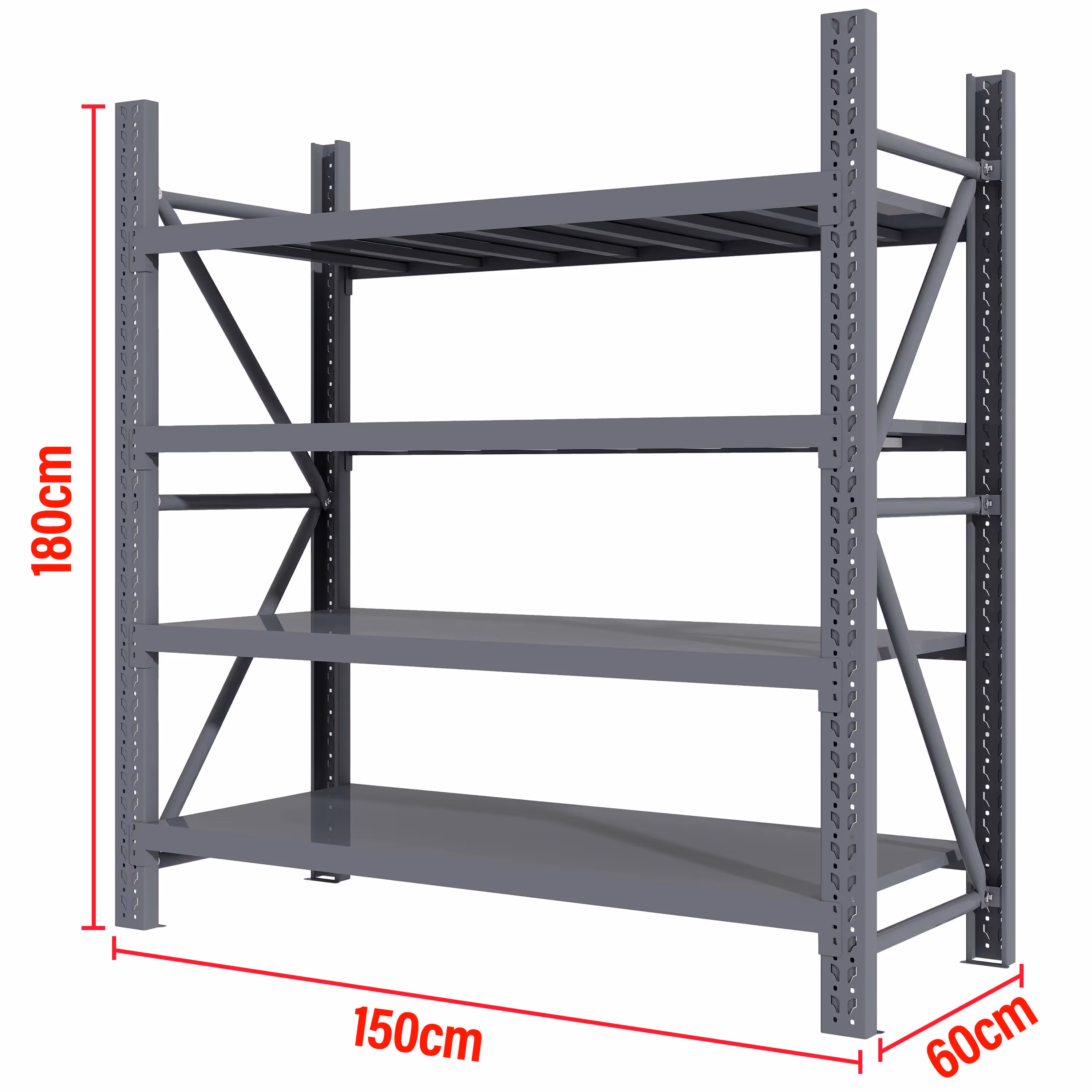1.5M(L) x 1.8M(H) x 0.6M(D) Shelves Racking Metal Steel Charcoal 1518C