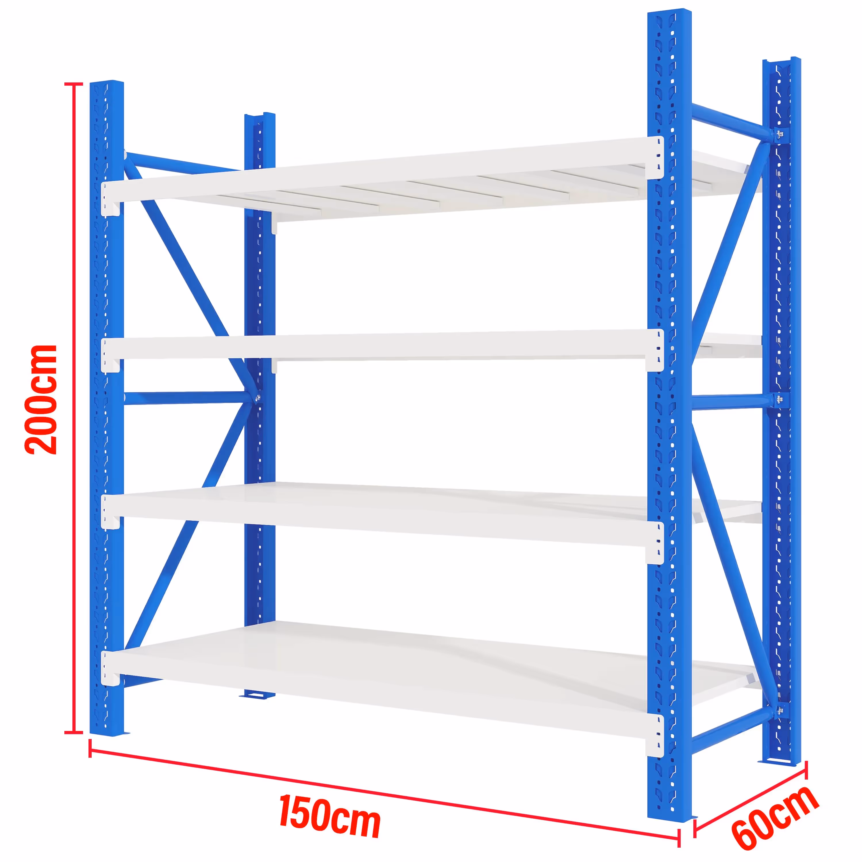 1.5M(L) x 2M(H) x 0.6M(D) Shelves Racking Metal Steel Blue & White 1520BG