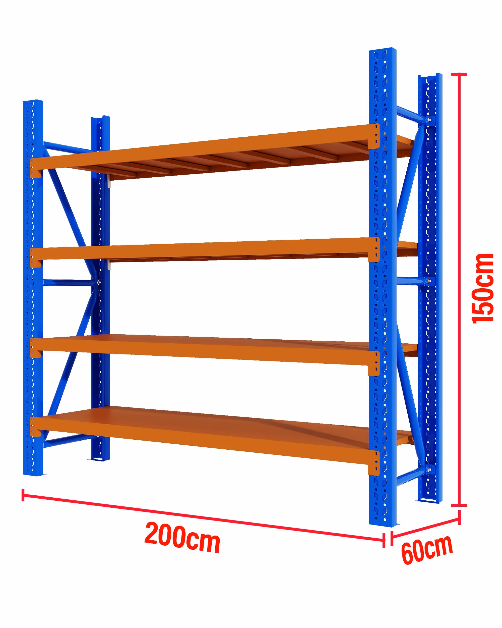 2M(L) x 1.5M(H) x 0.6M(D) Shelves Racking Metal Steel Blue & Orange 2015BO