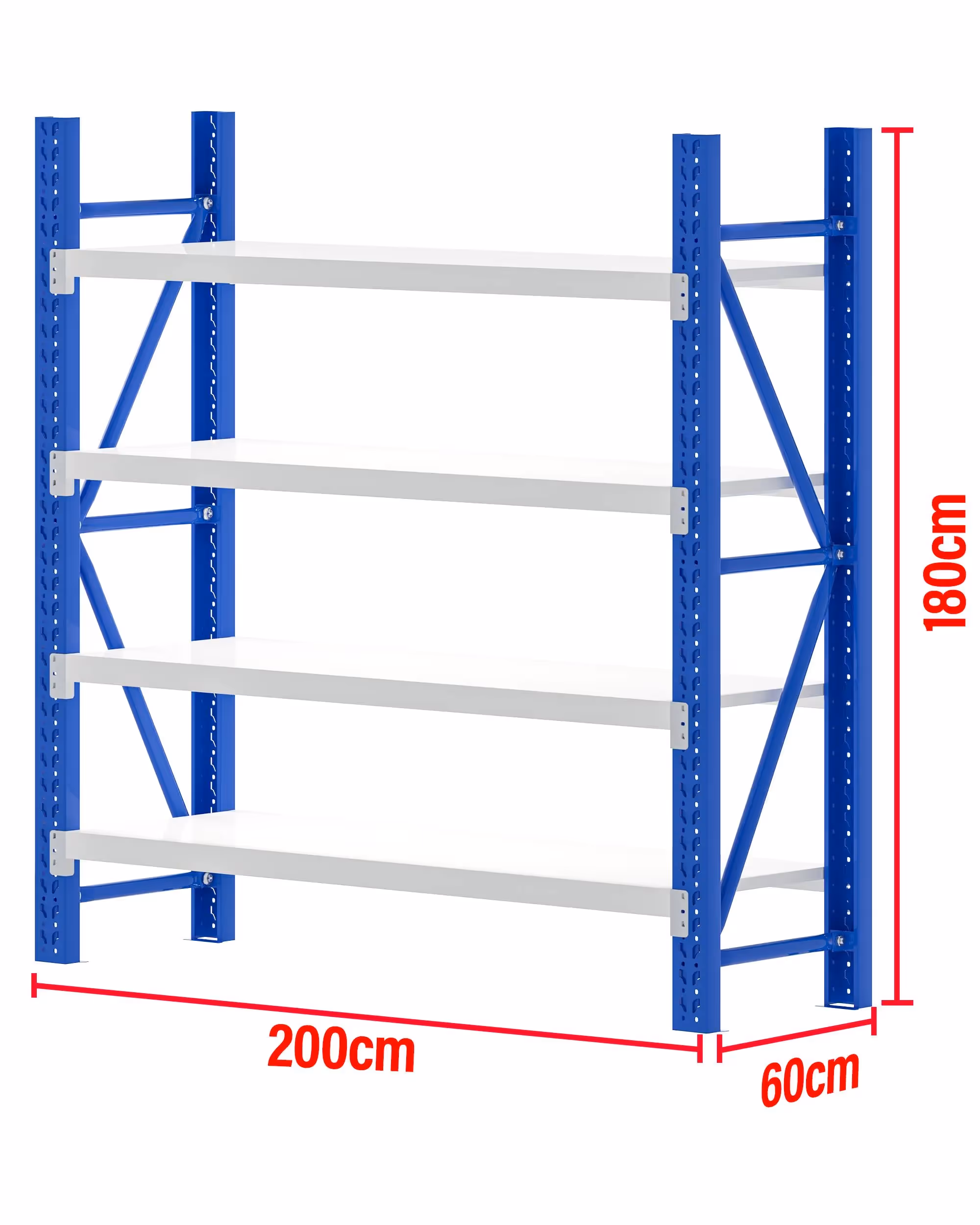 2M(L) x 1.8M(H) x 0.6M(D) Shelves Racking Metal Steel Blue & White 2018BG
