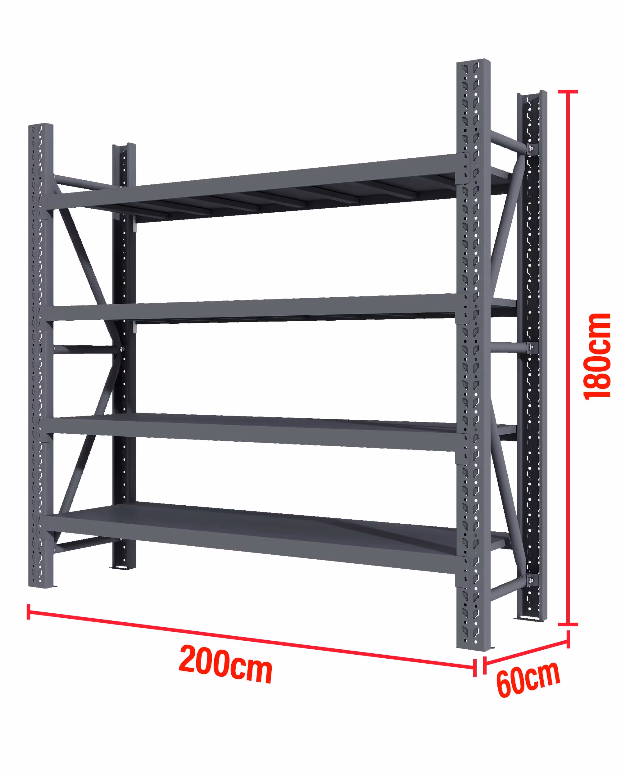 2M(L) x 1.8M(H) x 0.6M(L) Shelves Racking Metal Steel Charcoal 2018C