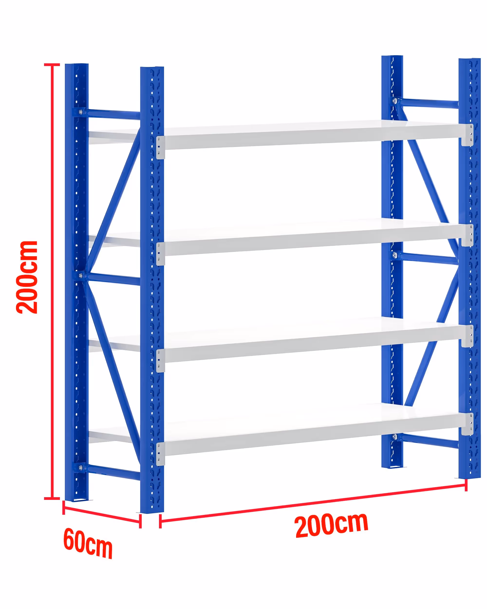 2M(L) x 2M(H) x 0.6M(D) Shelves Racking Metal Steel Blue & White 2020BG