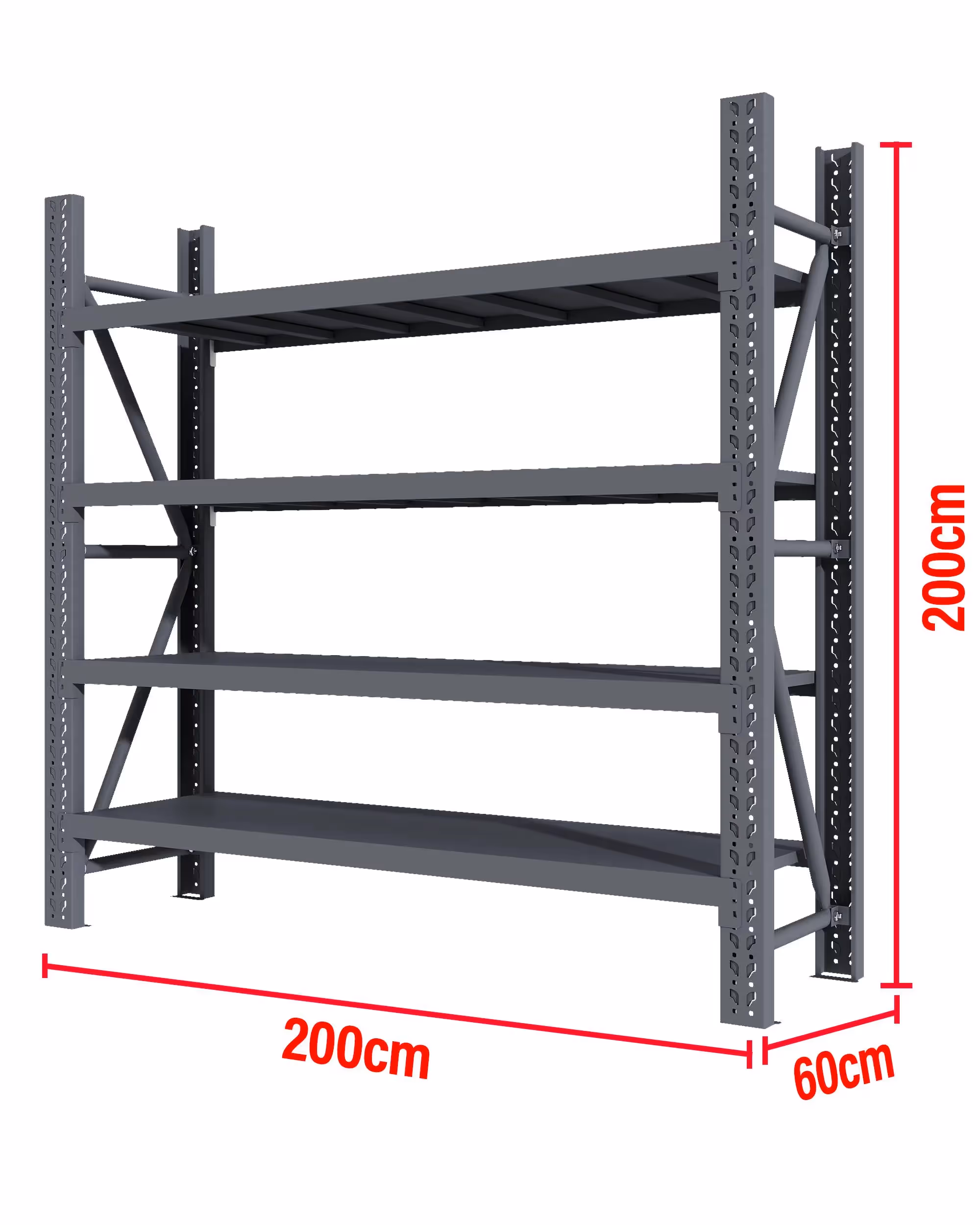 2M(L) x 2M(H) x 0.6M(L) Shelves Racking Metal Steel Charcoal 2020C