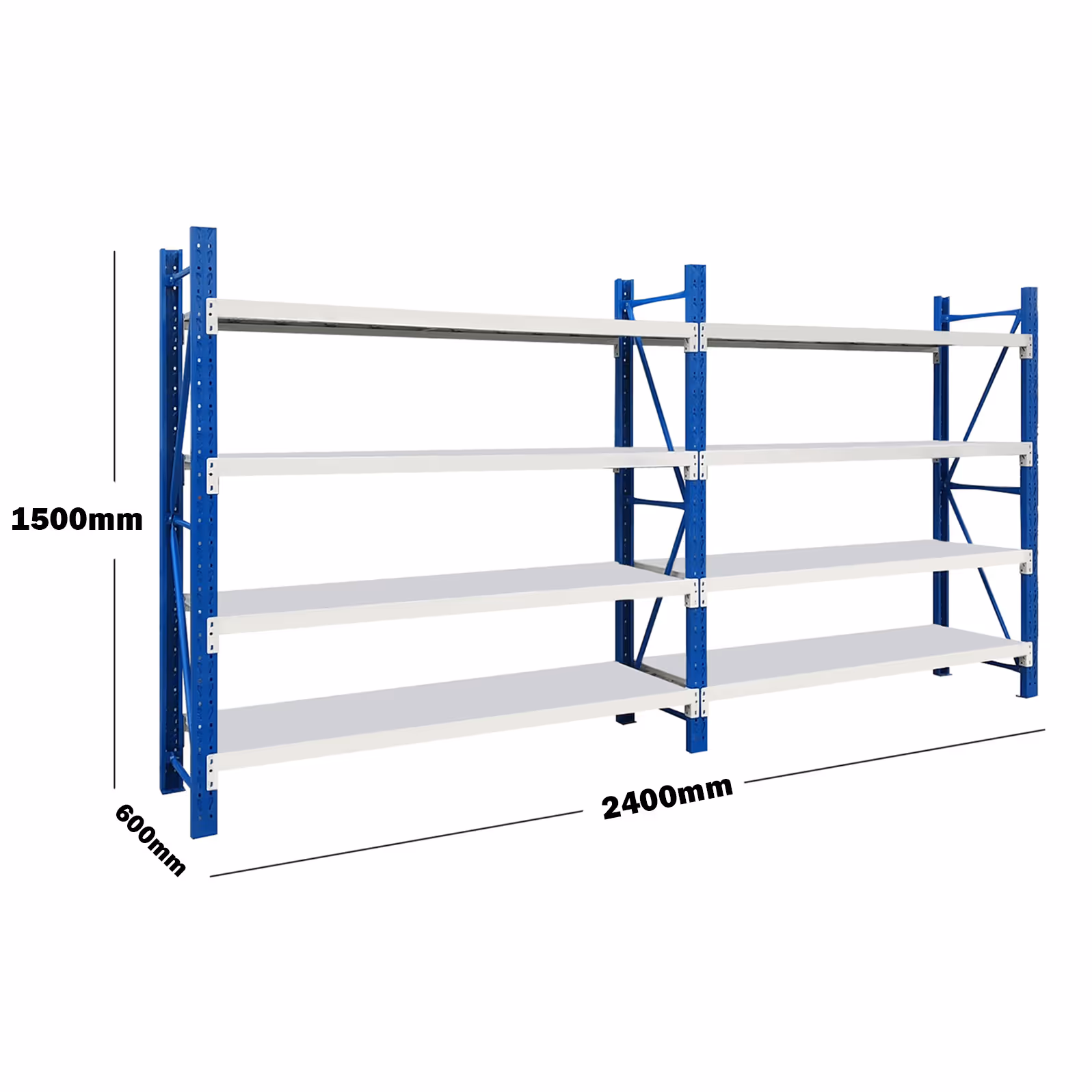 2.4M(L) x 1.5M(H) x 0.6M(D) Shelves Racking Metal Steel Blue & White 2415BG